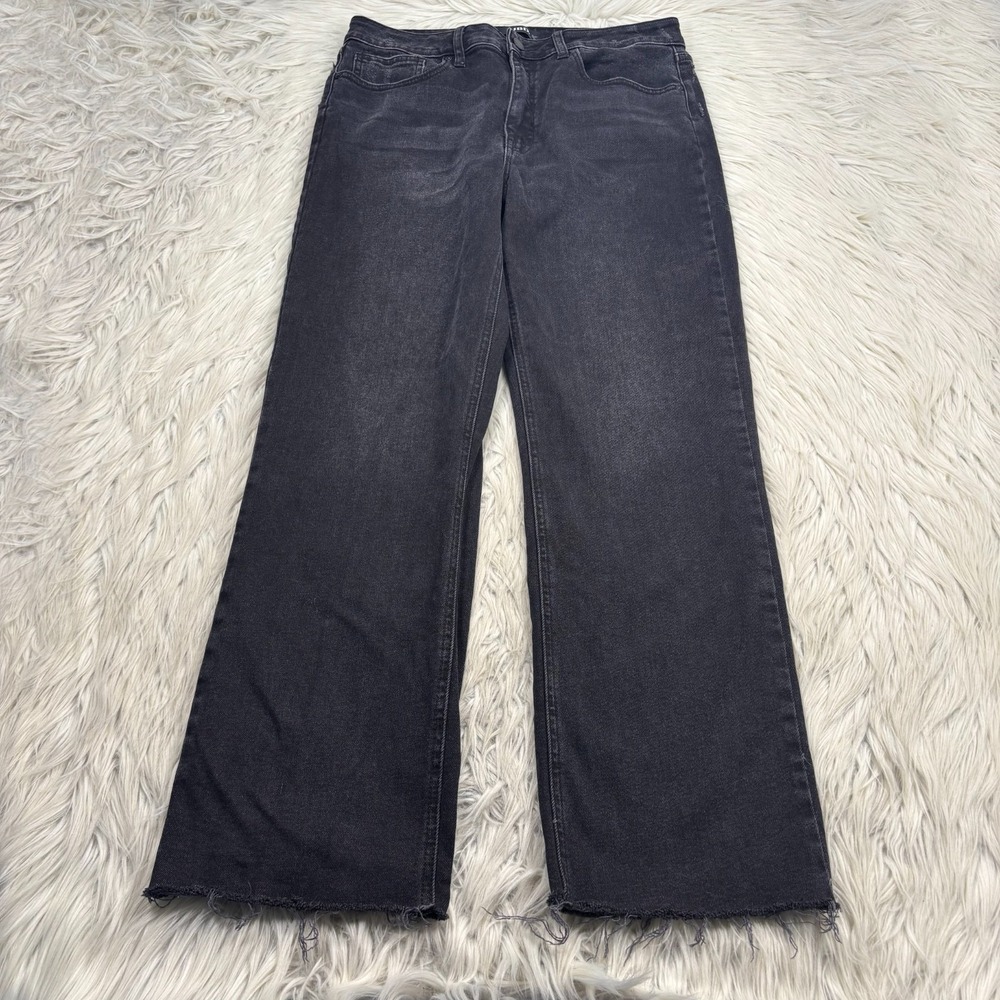 JBD Just Black Denim Women's 31 Black Wash High Rise Straight Jeans Raw Hems